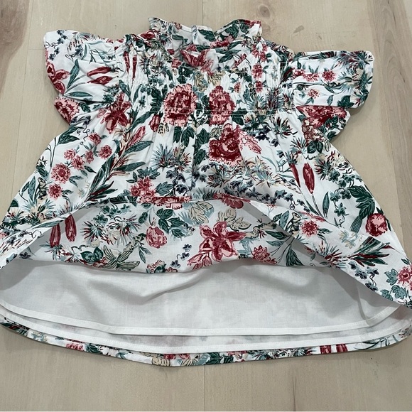 Janie and Jack Girl’s Size 3 The Olivia Smocked Top Short Bubble Sleeves Floral - Picture 10 of 13